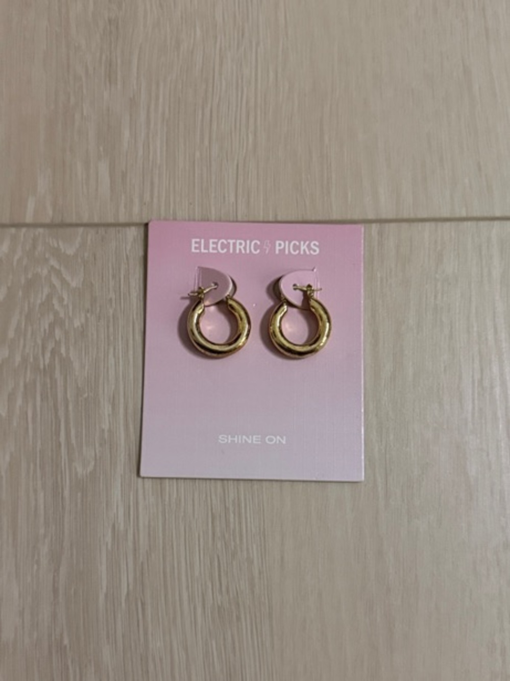 3/$10 Electric Picks Gold Hoop Earrings
